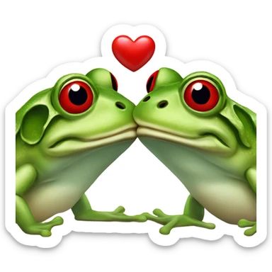 Kissing frogs with Heart and red lips sticker