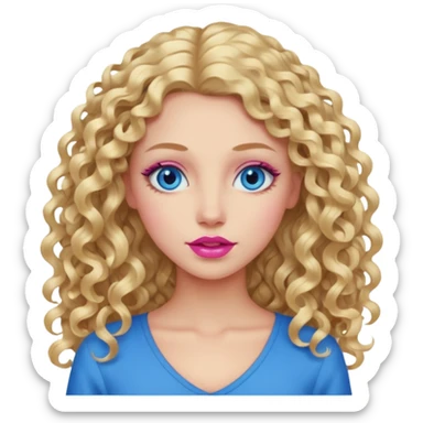 açık tenli  uzun kıvırcık sarı saçlı mavi gözlü   dudak rengi pembe yetişkin kadın sadece yüz emojisi sticker