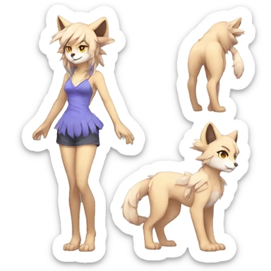 Anthro Sona Fakemon Full Body sticker