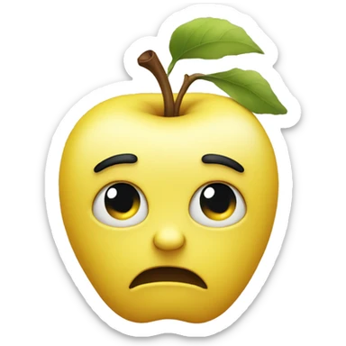 Small yellow Apple style emoji which is suffering visibly sticker