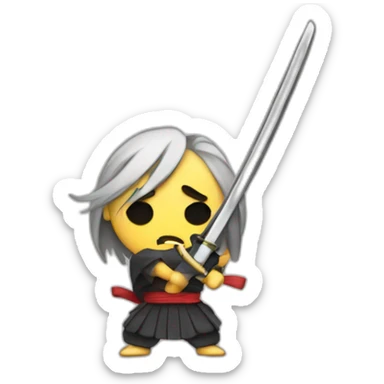anime style emoji holding a katana angry sticker
