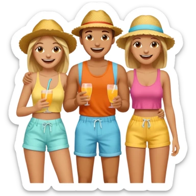 happy summer vibes with friends sticker