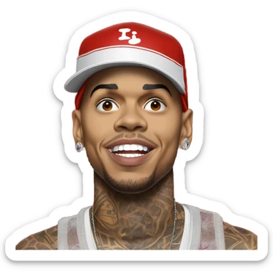 Hyper Realistic Chris brown singing residuals with red patterned bandana ceiling mic sticker