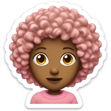 Curly head with pink sweater  sticker