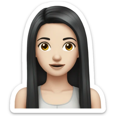 Pale girl black hair with audi sticker