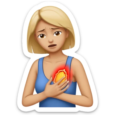 mulher com dor no corpo todo com a mao na coluna indicando dor sem desenhar a coluna sticker