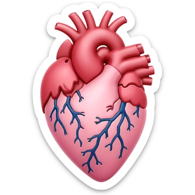 Anatomical heart, soft pink, light, iOS emoji style, variation 1 sticker