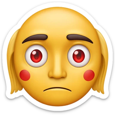 yellow face with red tired eyes, classic emoji look sticker