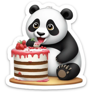 Un panda qui mange un gateau sticker