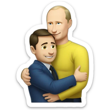 Putin hugging zelensky sticker