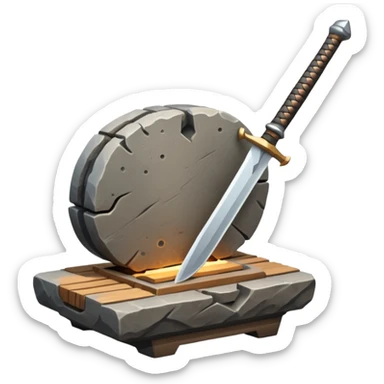 A Japanese stone forge with a sword sticker