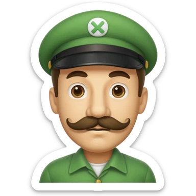 luigi with a  big mustache sticker