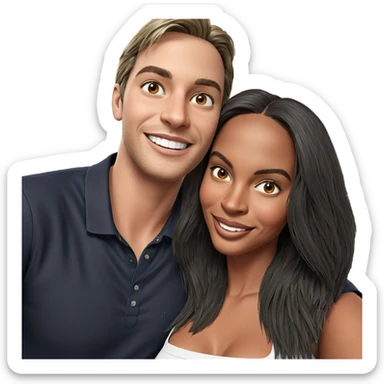 smiling couple in casual shirts sticker