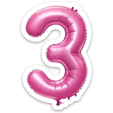 pink balloon number 3 sticker