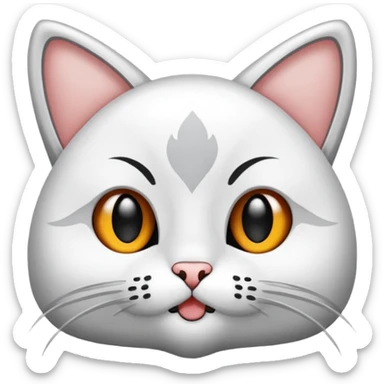 Gri beyaz olan şapka ve papyon takan kedi sticker