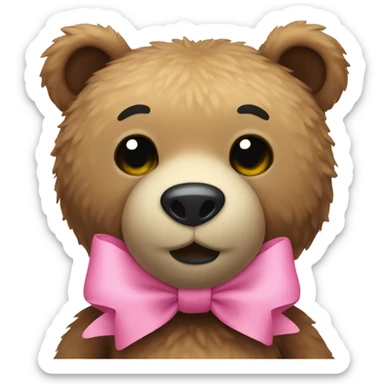 stuffed bear wearing a pink bow sticker