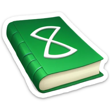 Green book with rune sticker