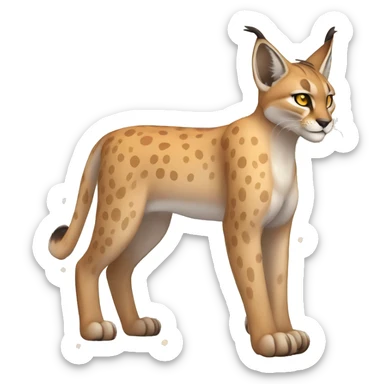 Beige Lynx-Caracal-Fakemon-hybrid with orange points with spots, brown toes, and short tail, full body sticker