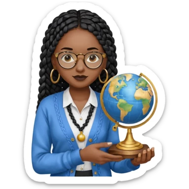 a-young-woman-wearing-fine-gold-round-glasses-and-black-hair-in-several-box-braids,-she-has-light-black-skin,-and-she's-wearing-a-white-shirt-with-an-blue-cardigan-on-top.-she's-holding-a-globe-in-one-hand.png sticker
