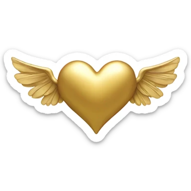 Gold heart with wings and halo sticker