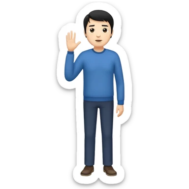 one tall, lean man in his 50s, talking, black hair, asian,  sticker