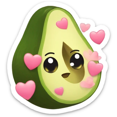 Cute Avocado with pink hearts sticker
