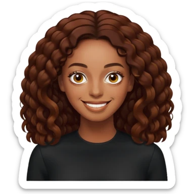 Solange long dark auburn hair, black outfit sticker