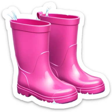 Tiny pink rain boots splashing in a puddle  sticker