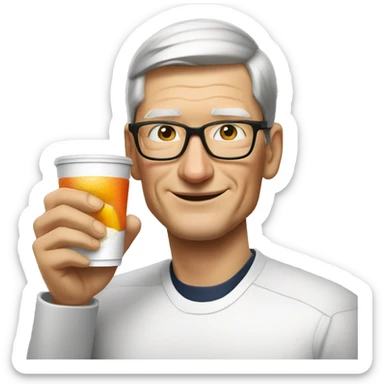 Tim cook drink tea and eat sushi sticker