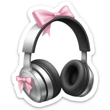 silver headphones with light pink bows sticker