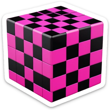 3D render of Missing Texture Cube, digital glitch art aesthetic, data corruption visual, checkerboard pattern of hot pink and black, pixelated distortion, emoji style, isolated on white background --v 6.0. sticker