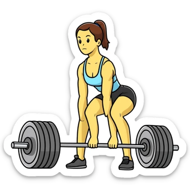 Fitness trainer showing correct posture for deadlift exercise sticker