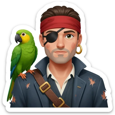 pirate and parrot sticker
