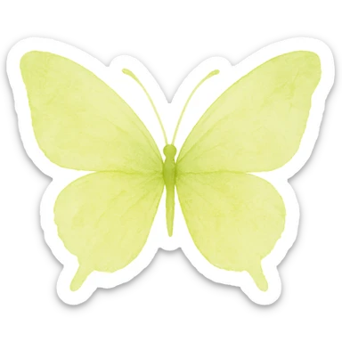 Create a one-to-one butterfly as in the example, with the main color being green #c0ff53, maintaining all effects and the watercolor art style, without background. sticker