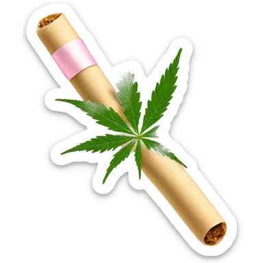 Rolled cbd joint with light baby pink ribbon on it sticker