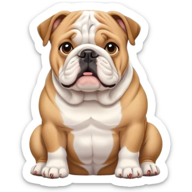 cute English bulldog waiting patiently with Mount Fuji in the background sticker