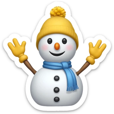 snowman wearing yellow hat, wood arms sticker