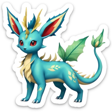 Salandit-Leafeon-Vaporeon-Salamence-hybrid-fusion (full body) sticker