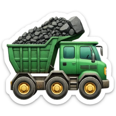 green truck with coal ore sticker