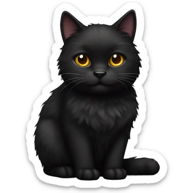fluffy black cat sticker