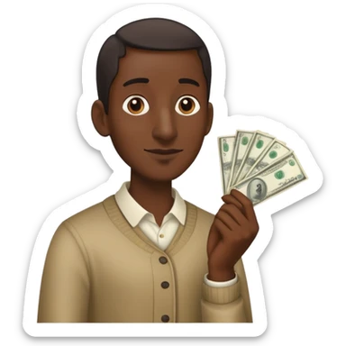  stereotypical black holding money and has a long nose sticker