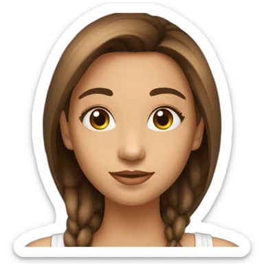 adolescent cheveux longs lisses teint brun sticker