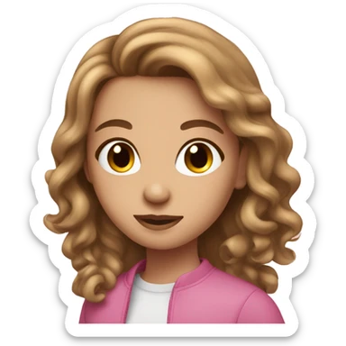 gorgeous girl with light brown hair in pink sticker