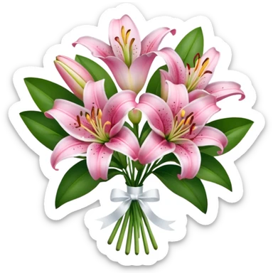 Pink lily bouquet  sticker