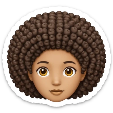 Create an iOS-style emoji of Ice Spice. Neutral facial expression, front-facing head only. Curly afro hairstyle. Clean Apple emoji style, smooth shading, simple shapes, plain background. sticker