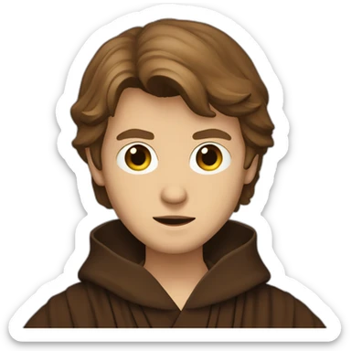 anakin skywalker (sith eyes) (brown hooded robe) (portrait, front facing) sticker