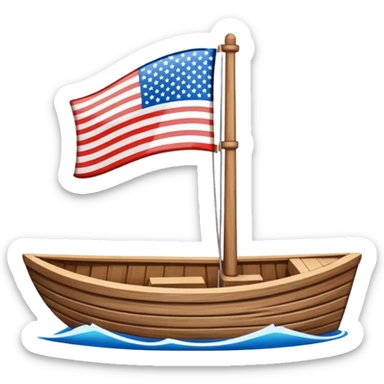 Boat with an American flag on it sticker