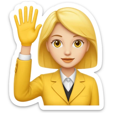 yellow woman assistant waving sticker