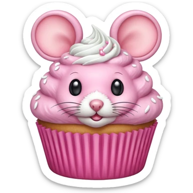 Pink mouse cupcake  sticker