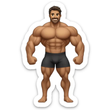 Bodybuilder pelo castaño sin barba cuerpo entero sticker